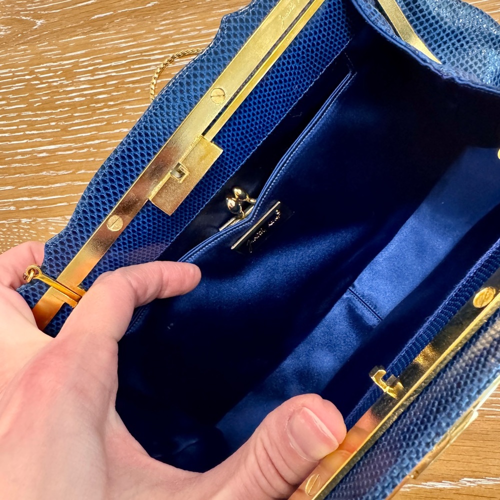 Vintage Judith Leiber Python Clutch with Gold Cha… - image 7